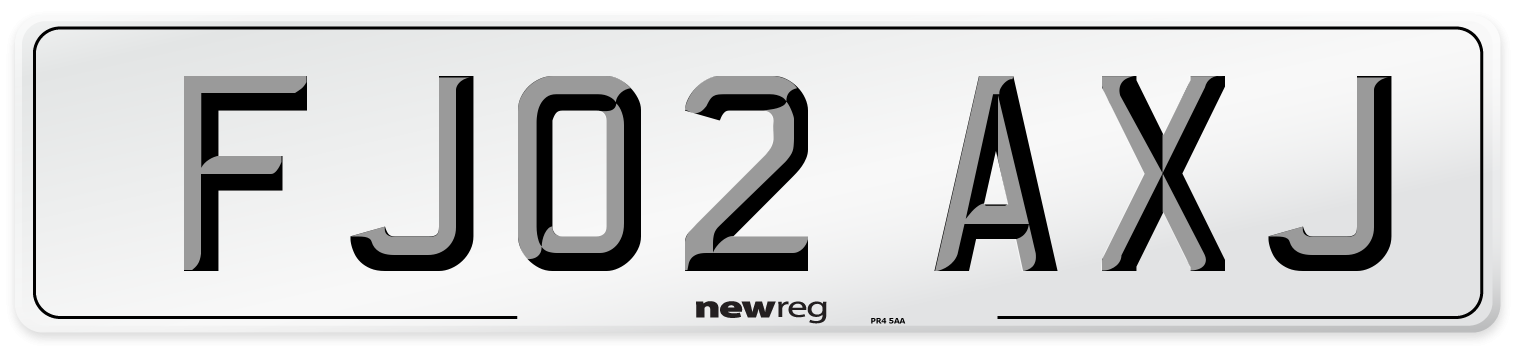 FJ02 AXJ Number Plate from New Reg